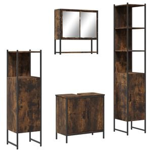 vidaXL Set Mobili da Bagno 4 pz Rovere Fumo in Legno Multistrato