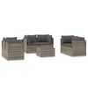 vidaXL Set Divani da Giardino 7 pz con Cuscini in Polyrattan Grigio