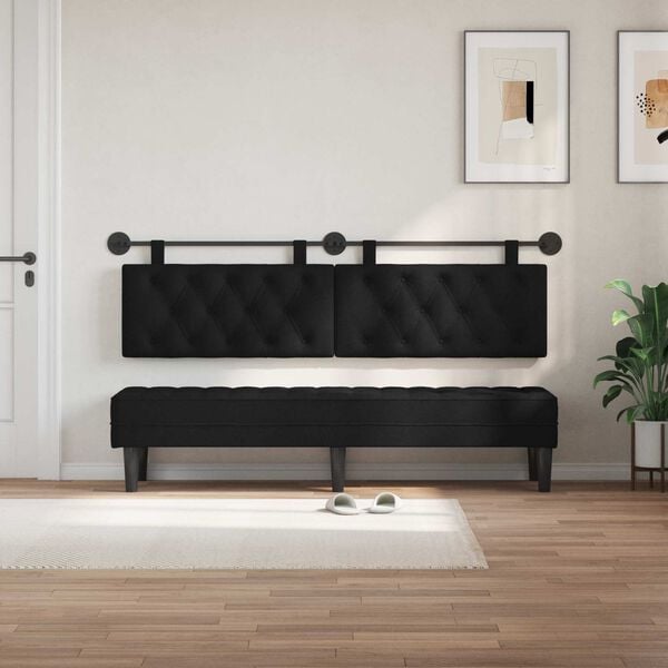 vidaXL Testata appesa Montaggio a parete Nero 170 x 55 x 7 cm Tessuto