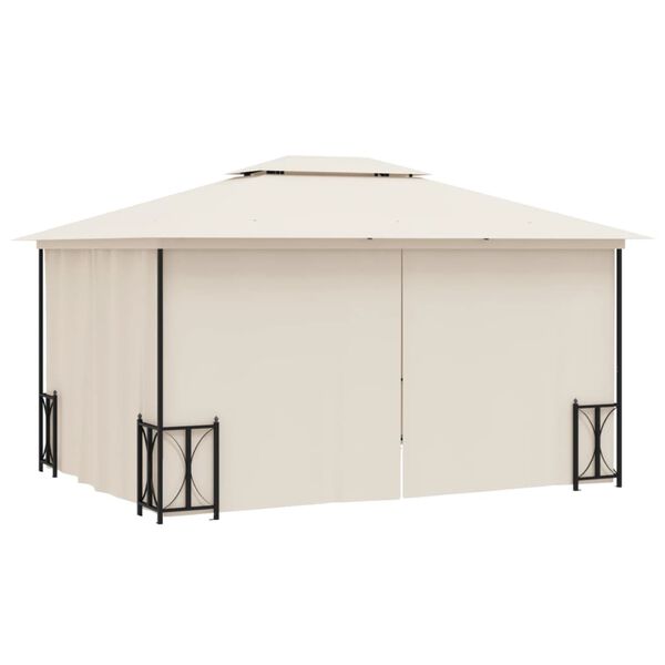 vidaXL Gazebo con Teli Laterali e Doppio Tetto 3x4 m Crema