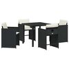 vidaXL Set da Pranzo per Giardino con cuscino 5 pcs Nero polyrattan