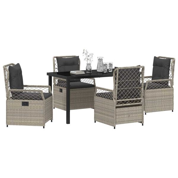 vidaXL Set da Pranzo per Giardino 5 pcs Grigio chiaro polyrattan