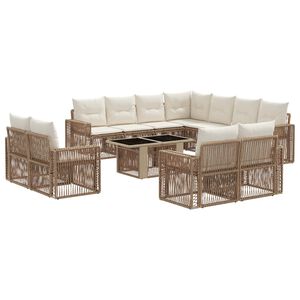 vidaXL Set Divano da Giardino 12 pz Beige e Bianco Crema polyrattan