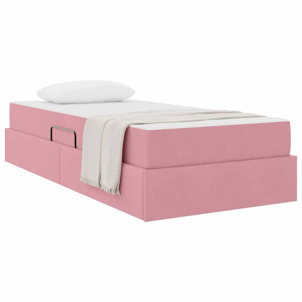 vidaXL Letto con contenitore e materasso Rosa 90 x 200 cm Velluto