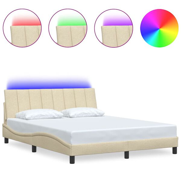 vidaXL Giroletto senza Materasso Hanko Crema 160x200 cm in Tessuto