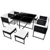 vidaXL Set da Pranzo da Esterno 9 pz con Cuscini in Polyrattan Nero