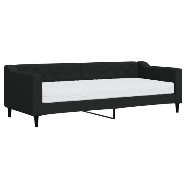 vidaXL Divano Letto con Materasso Nero 80x200 cm in Tessuto