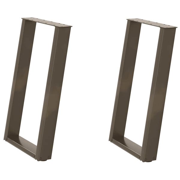 vidaXL Gambe per tavolo da pranzo a forma di U 2 pz in acciaio naturale 60x(72-73) cm