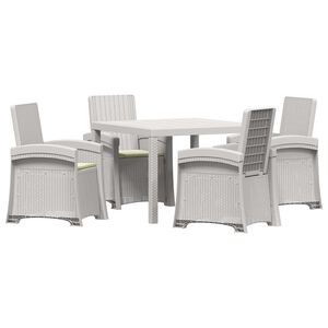 vidaXL Set da Pranzo per Giardino 5 pz Bianco e Crema PP