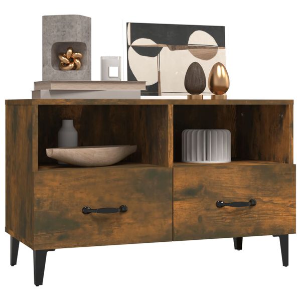 vidaXL Mobile Porta TV Rovere Fumo 80x36x50 cm in Legno Multistrato