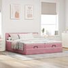 vidaXL Struttura Letto Pouf con Materassi Rosa 200x200 cm Velluto