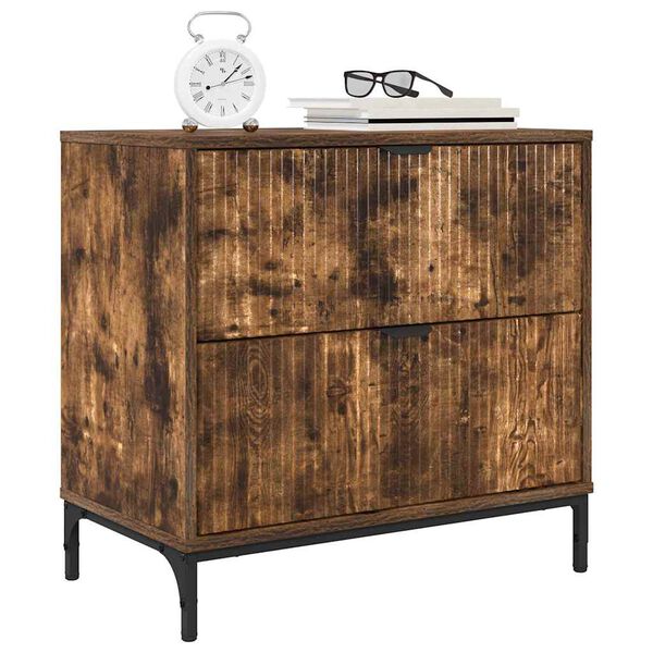 vidaXL Comodino Rovere fumo 63.5 x 36 x 61 cm Legno multistrato