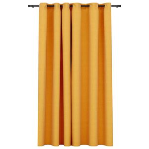 vidaXL Tenda Oscurante Effetto Lino con Occhielli Gialla 290x245 cm