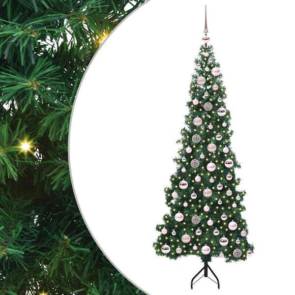 vidaXL Albero di Natale Artificiale Angolare con 300 LED Verde 180 cm