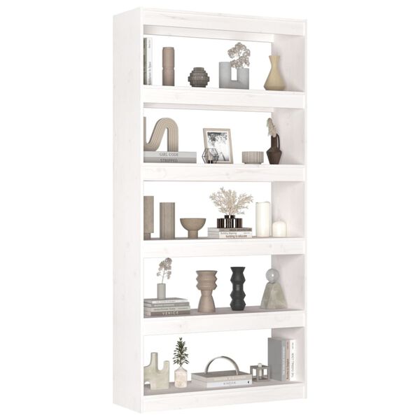 vidaXL Libreria/Divisorio Bianco 80x30x167,4 cm Legno Massello di Pino