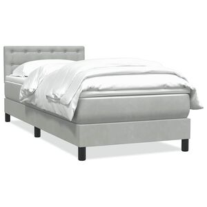 vidaXL Giroletto a Molle con Materasso Grigio Chiaro 80x220 cm Velluto