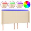 vidaXL Testiera a LED Crema 183x16x118/128 cm in Tessuto