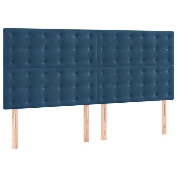 vidaXL Testiera Blu Scuro 160x5x118/128 cm Velluto