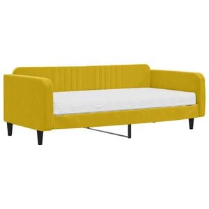 vidaXL Divano Letto con Materasso Giallo 100x200 cm in Velluto