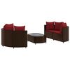 vidaXL Set Divano da Giardino 5 pz con Cuscini Marrone in Polyrattan