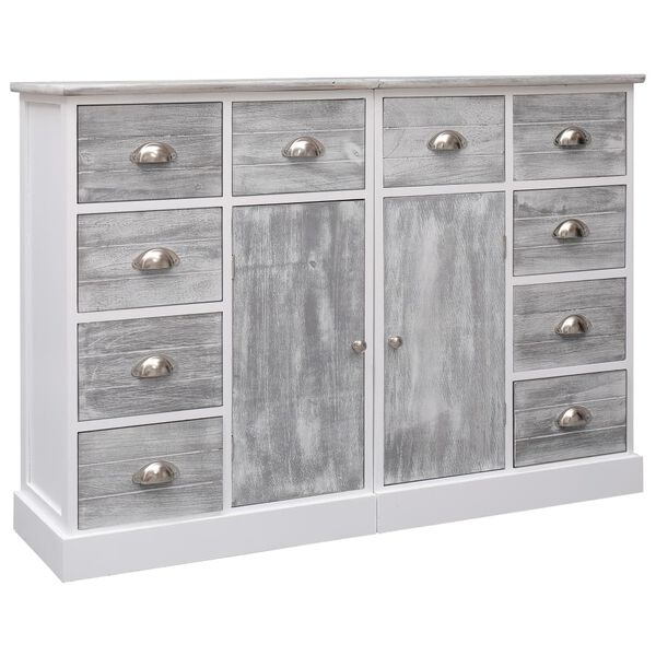 vidaXL Credenza con 10 Cassetti Grigia 113x30x79 cm in Legno
