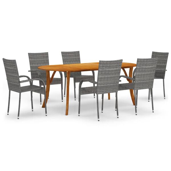 vidaXL Set da Pranzo per Giardino 7 pz Grigio