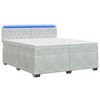 vidaXL Letto con Box Spring, Materasso e LED Grigio Chiaro Velluto
