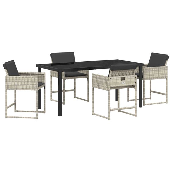 vidaXL Set da Pranzo per Giardino 5 pcs Grigio chiaro polyrattan