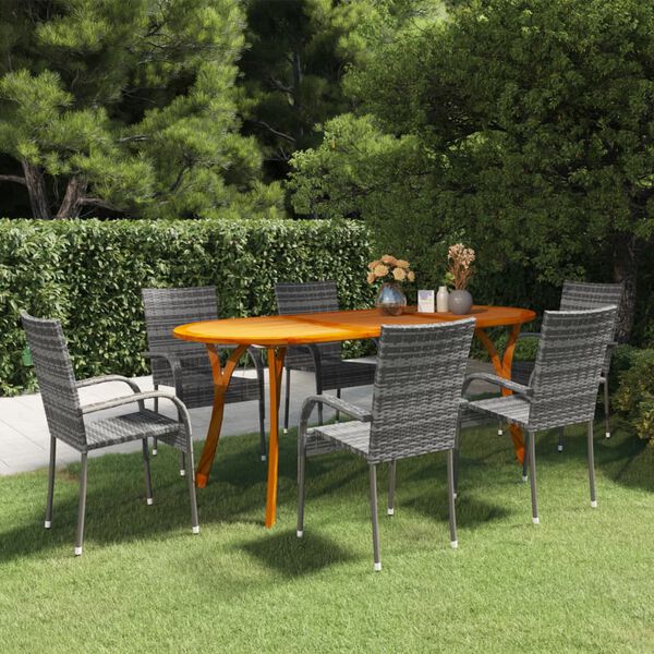 vidaXL Set da Pranzo per Giardino 7 pz Grigio