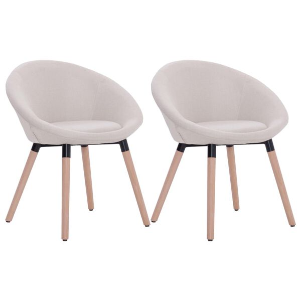 vidaXL Sedie da Pranzo 2 pz Crema in Tessuto