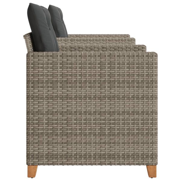 vidaXL Set da Bistrò 3 pz con Cuscini Grigio Polyrattan e Legno Acacia
