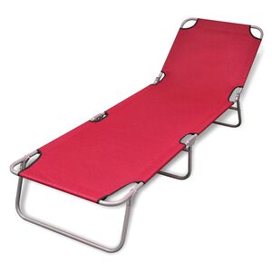 vidaXL Lettino Prendisole Pieghevole Acciaio Verniciato Polvere Rosso