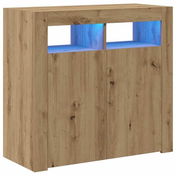 vidaXL Credenza con Luci LED Artigianale 80x35x75 cm in Truciolato