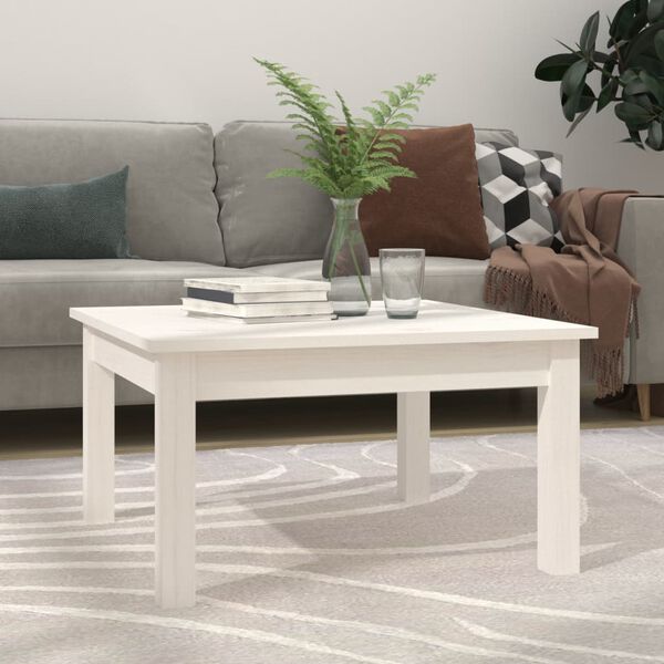 vidaXL Tavolino da Salotto Bianco 55x55x30 cm Legno Massello di Pino