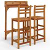vidaXL Set da Bar per Balcone 3 pz in Legno Massello di Acacia