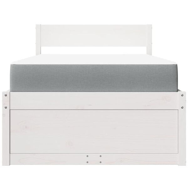 vidaXL Letto Cassetti e Materasso Bianco 100x200cm Legno Massello Pino