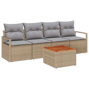 vidaXL Set Divano da Giardino 5 pcs Beige e Grigio Chiaro polyrattan