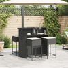 vidaXL Set Bar da Giardino 5 pz con Cuscini in Polyrattan Nero