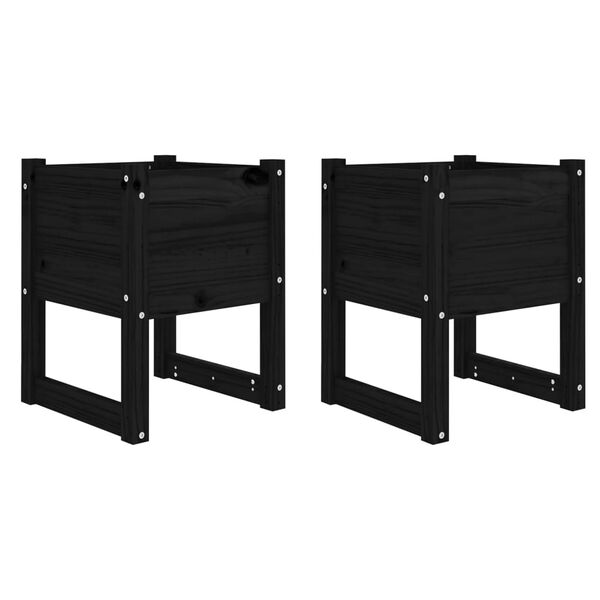 vidaXL Fioriere 2 pz Nero 40x40x52,5 cm in Legno Massello di Pino