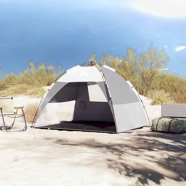 vidaXL Tenda da Spiaggia 2 Persone Grigio Rilascio Rapido Impermeabile