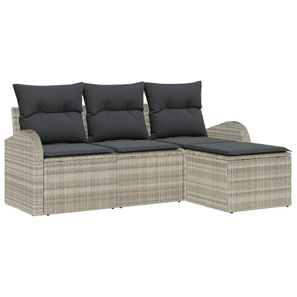 vidaXL Set Divano da Giardino Grigio chiaro polyrattan