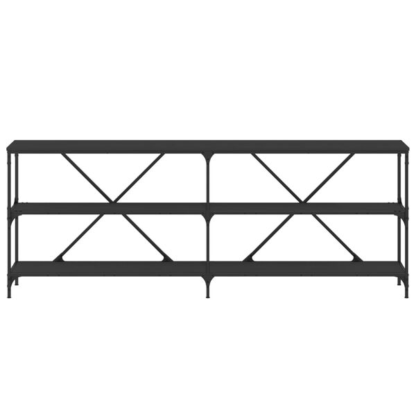 vidaXL Tavolino Consolle Nero 200x30x75 cm Legno Multistrato e Ferro
