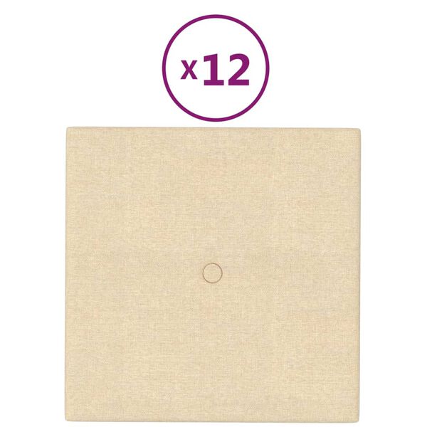 vidaXL Pannelli Murali 12 pz Crema 30x30 cm in Tessuto 1,08 m&sup2;