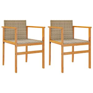 vidaXL Sedie da Giardino 2 pz Beige in Polyrattan e Legno Massello
