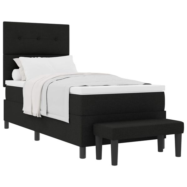 vidaXL Letto a molle con materasso Nero 90 x 190 cm Tessuto