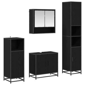 vidaXL Set di mobili per il bagno 4 pz Rovere Nero