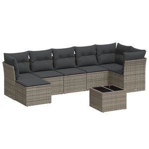 vidaXL Set Divano da Giardino 8 pz con Cuscini Grigio in Polyrattan