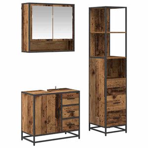 vidaXL Set di mobili per il bagno con cassetto 3 pcs Legno vecchio