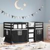 vidaXL Letto a Soppalco con Tende Bambini Bianco e Nero 80x200 cm Pino