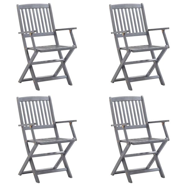 vidaXL Sedie da Giardino Pieghevoli 4pz con Cuscini in Massello Acacia